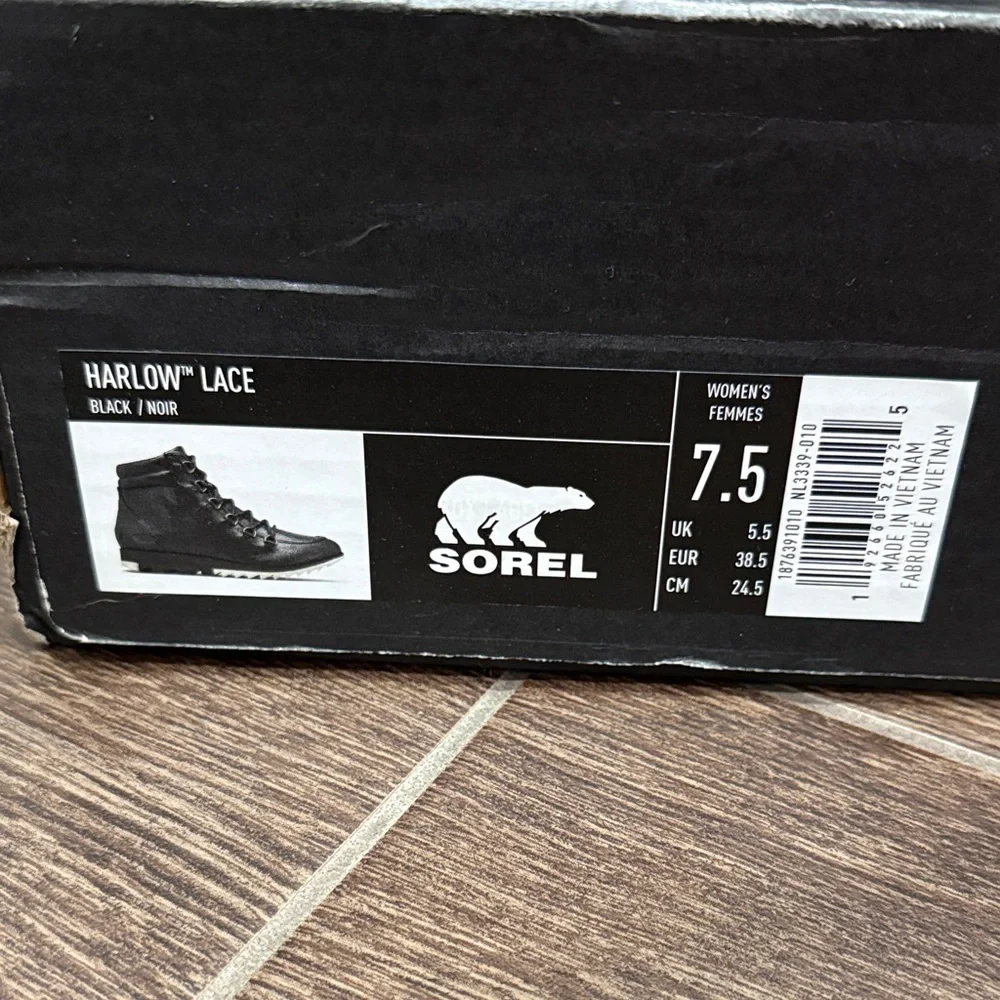 Sorel Black Leather Lace-Up Boots - Picture 2 of 11